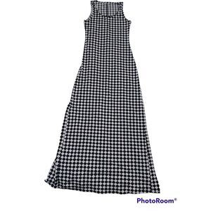 B_Envied Black/White Diagonal‎ Check M Long Dress
